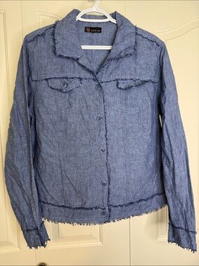 Carre Noir Blue Button-Front Women's Jacket